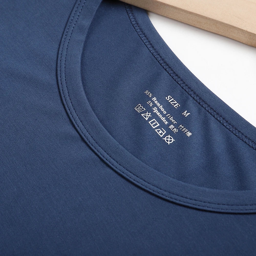 2 PCS Bamboo Fiber Viscose T Shirt For Men Short Sleeve Summer Breathable Tops Tees Plus Size Slim Fit Men's Clothing Running XL