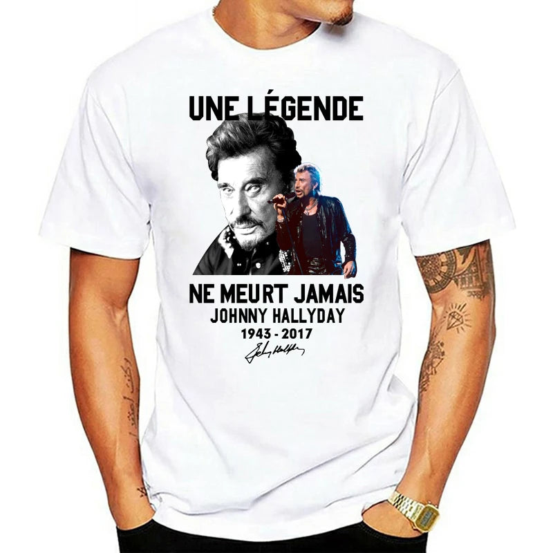 Men Funny T Shirt Fashion tshirt Une Legende Ne Meurt Jamais Johnny Hallyday 1943-2017  Women t-shirt