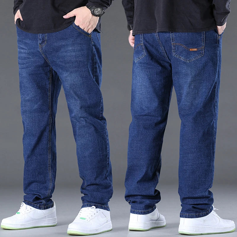 Men's Jeans Pants Big Size 50 High Stretch Denim Fabric Large Size Pants for 45-150kg Jeans Hombre Wide Leg Jeans Pantalon Homme