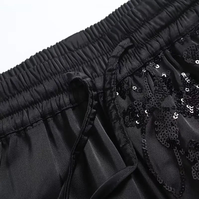 PB&ZA 2024 Summer New Women's Fashion Versatile European and American Heavy Industry Embroidered Pants