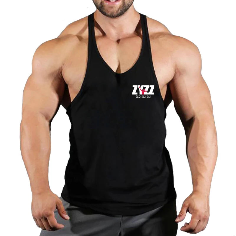 Gym Sleeveless Shirt Men Bodybuilding Tank Tops Fitness Workout Cotton Print Singlet Stringer Undershirt Male Casual Summer Vest