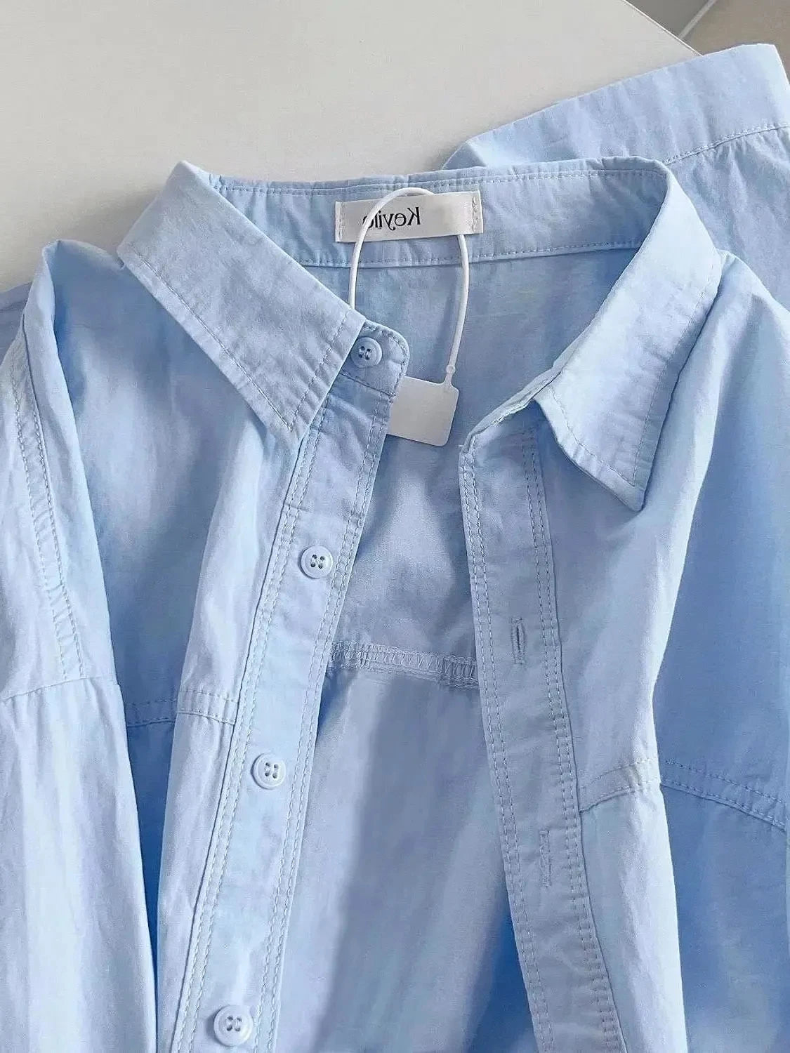 Light Luxury Blue Pure Cotton Shirt Women's Long Sleeve Sun Protection Outerwear 2025 New Elegant Chic Loose Top Shirt Jacket