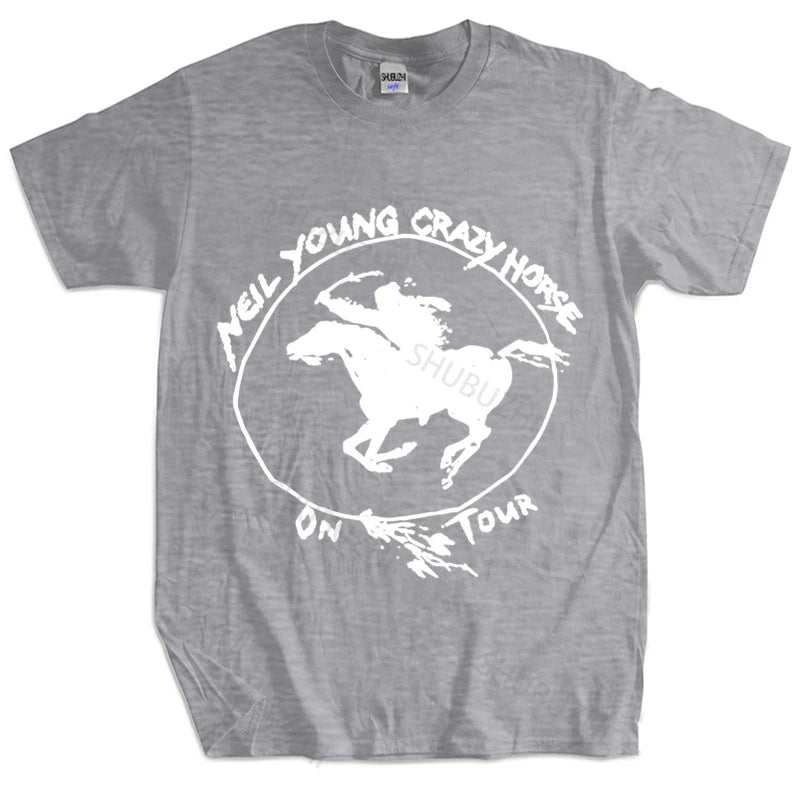 Mens luxury cotton T shirt cotton casual tshirt Neil Young Crazy Horse Zum unisex tee-shirt women top tees