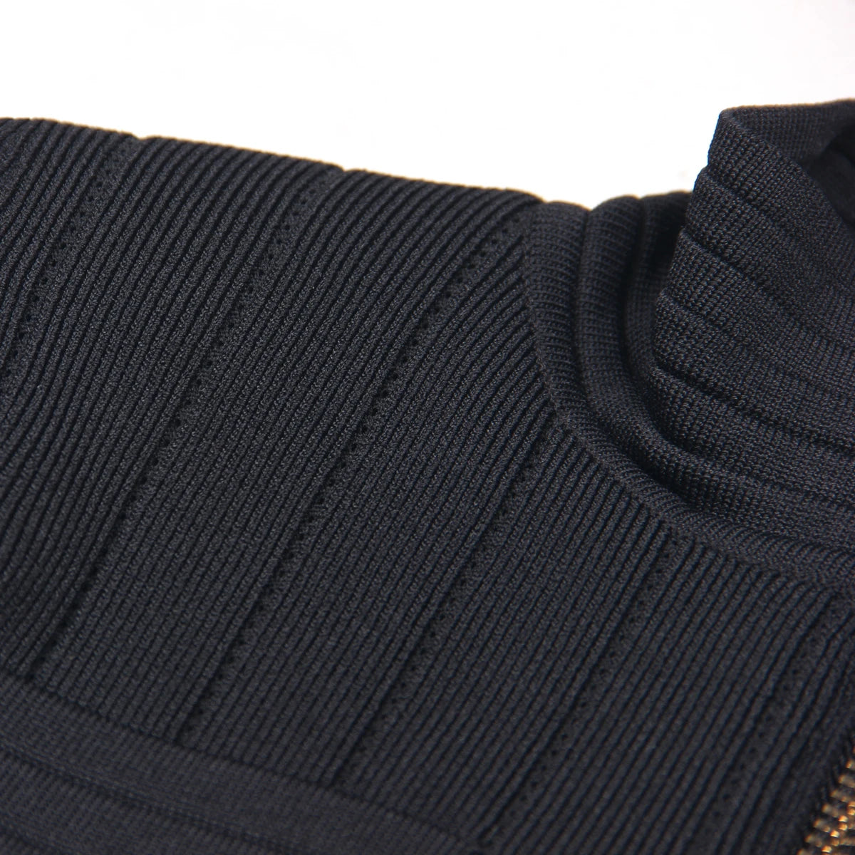Black And White Two Colors High-quality Knitted Elastic Fabric Pocket Zipper High Neck Long Sleeved Slim Fit Women's Cardigan