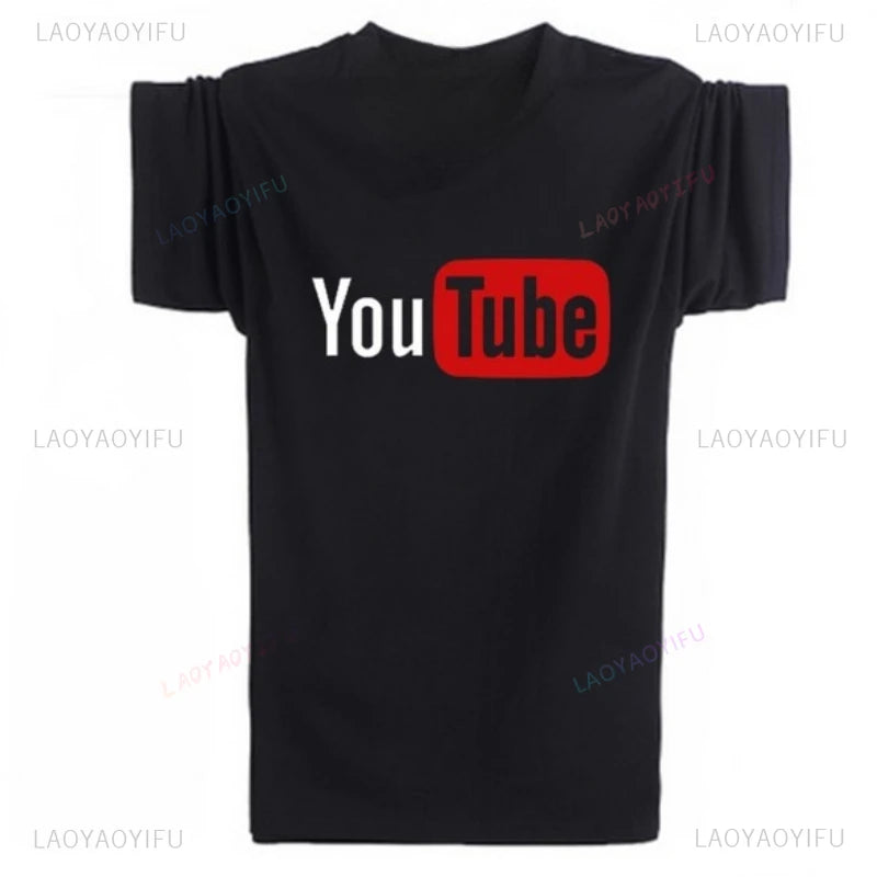 2024 YouTube Logo Print Lady T Shirts Brand Modal Tops Casual Custom Male Short-sleeved T-shirts Harajuku  Vintage T Shirt