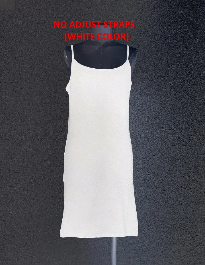 H80&S90 Women Sleeveless Lining Dress Adjust Slip Straps Photo Solid Color O-Neck Bodycon Camislole Vest Swim Sleep Underdress