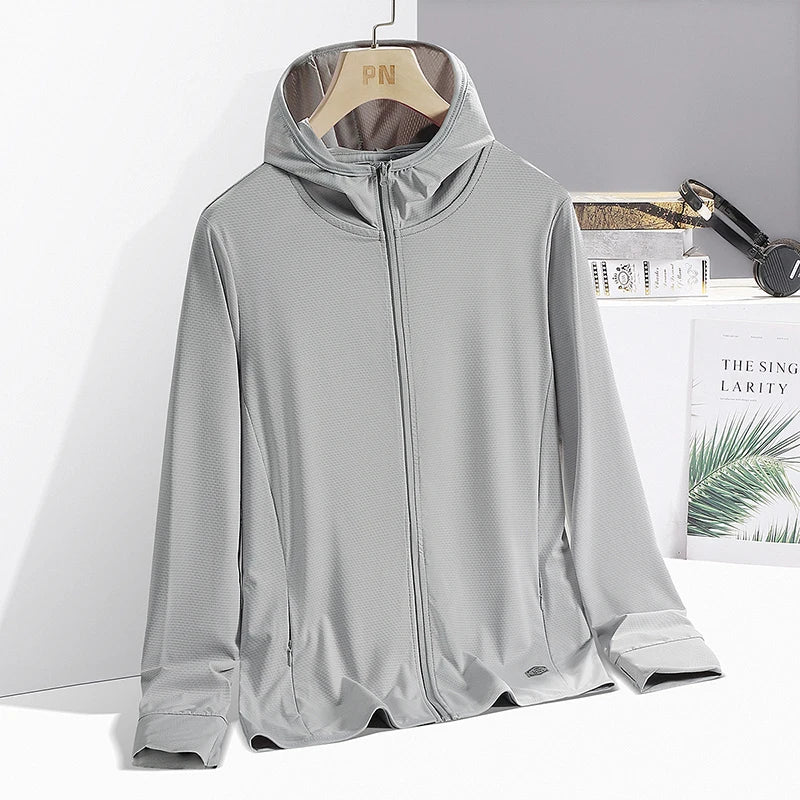 Outdoor Sunscreen Jacket Men's and Women's Summer Lightweight Breathable UV Hooded Coat Casual Running Fishing Men's windbreaker