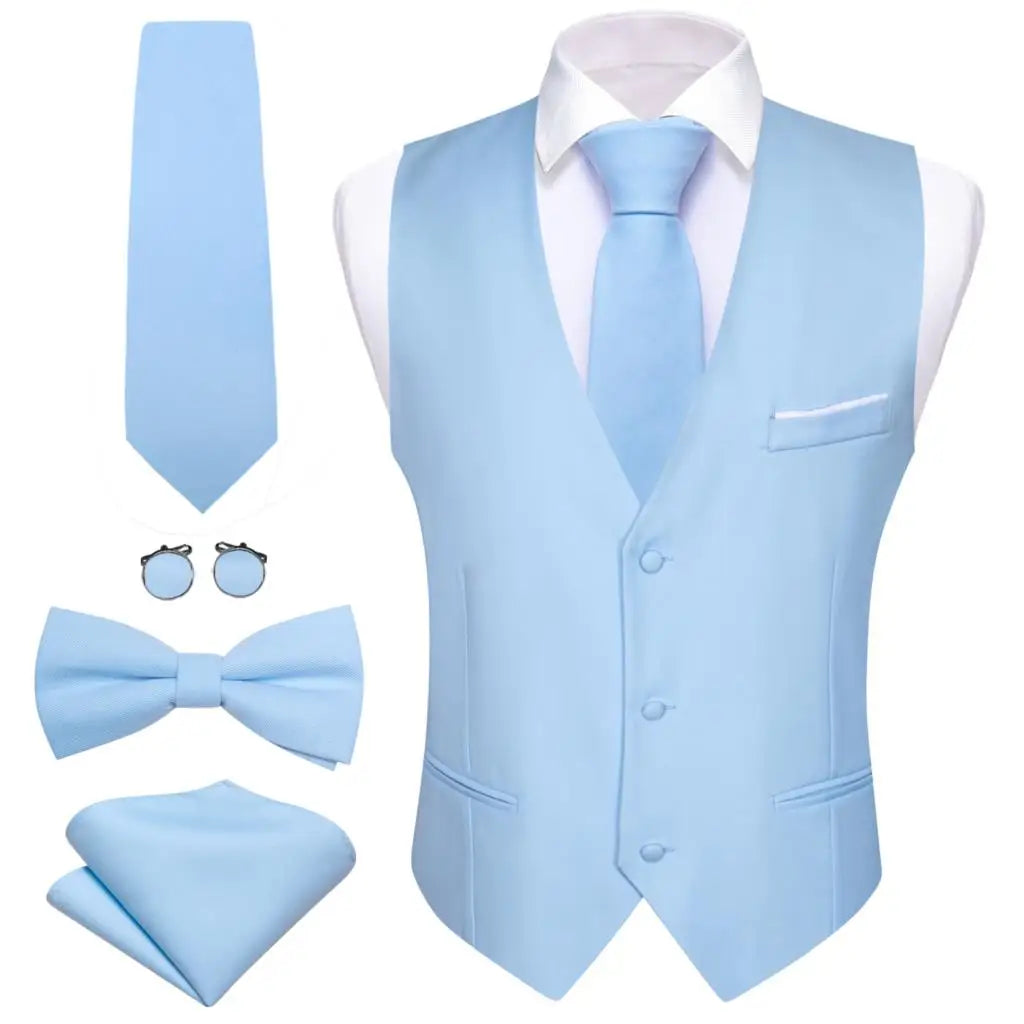 Designer Men's Vest Dark Green Solid Silk Satin Waistcoat Tie Bowtie Hanky Wedding Formal Male Suit Sleeveless Jacket Barry Wang