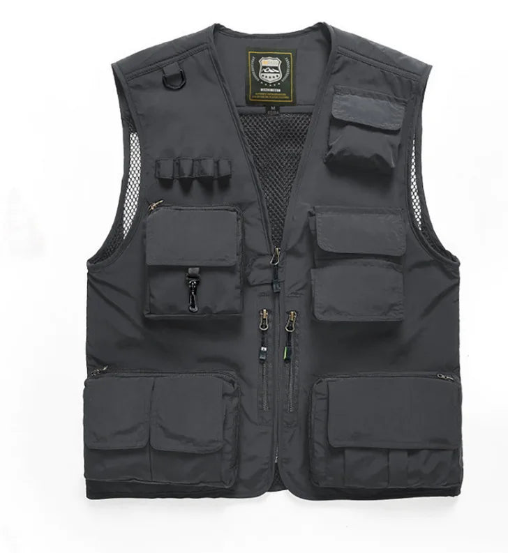 Waistcoat Vest Jacket Men Multi-Pocket Classic Summer Outdoor Work Safari Fishing Travel Photo Vest with Pockets Sleeveless Coat