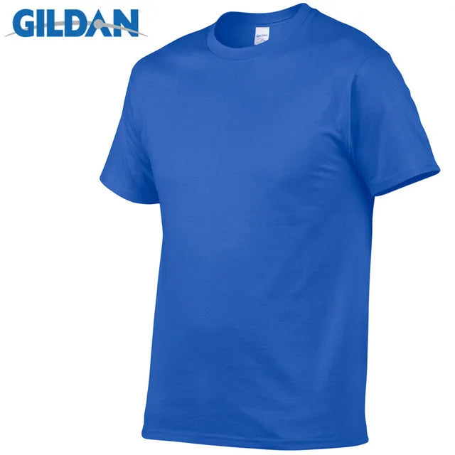 Gildan Brand Summer Casual T-Shirt Men's Short Sleeve Top 100% Cotton Solid Color Sweatshirt Comfortable Breathable Men Clothing
