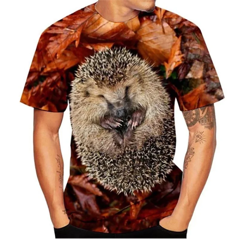Summer Hedgehog Animal 3D Print T-Shirts Streetwear Casual Men Women Fashion Short Sleeve T Shirt O-Neck Kids Tees Tops Clothing