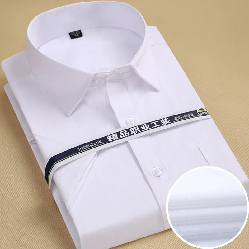 6XL7XL8XL men's short-sleeved shirt Spring/Summer thin Business casual high quality no-iron fashion cotton plus-size solid color