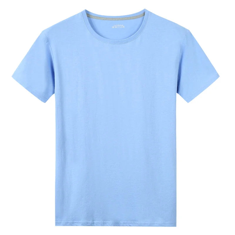 Summer New Men's 100% Cotton T-Shirt Solid Color Soft Touch Fabric Men's Basic Tops Tees Casual Men Clothing Fashion Tops Tees
