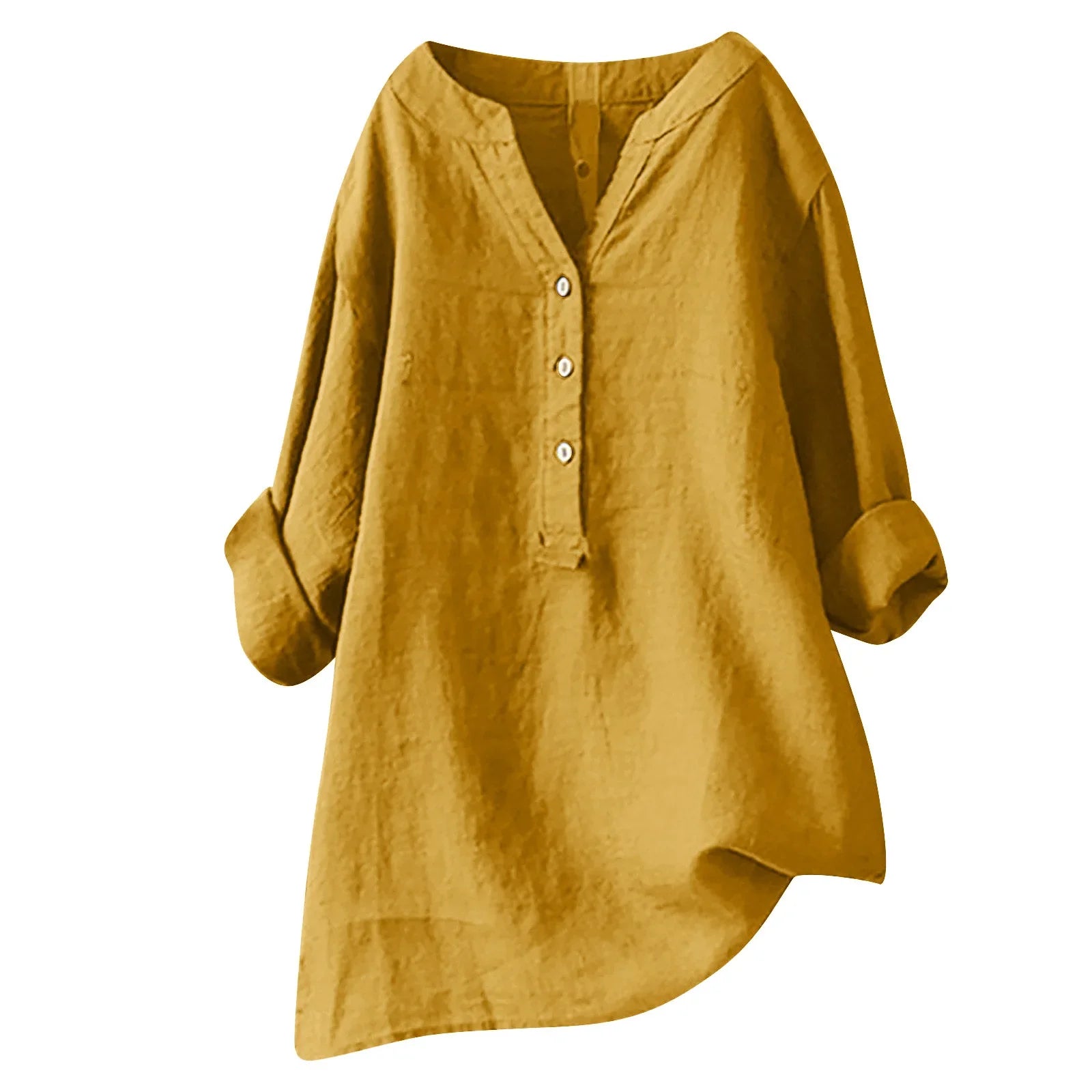 2025 Vintage Cotton Linen Shirts for Women Spring Summer Casual Loose Long Sleeve Shirt Ladies Oversize V-neck Blouse Tunic Tops