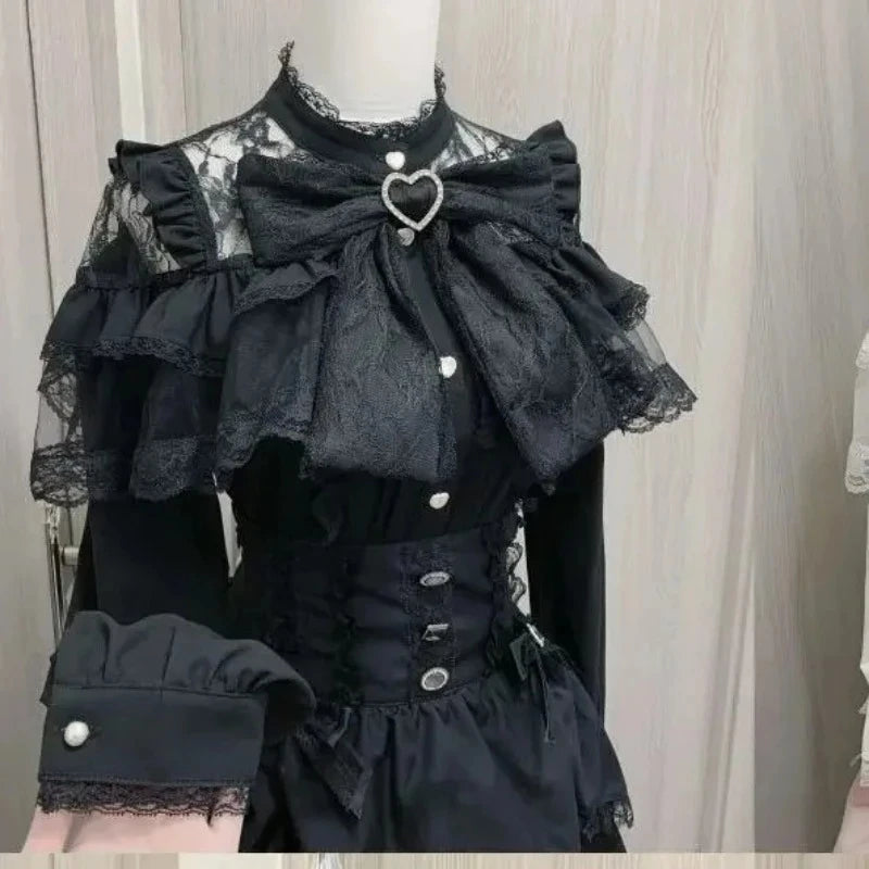 2025 New Summer Kawaii Short Sleeved Blouse Japanese Lolita Cute Sweet Versatile Thin Blusas Women Shirt Princess Party Vestidos