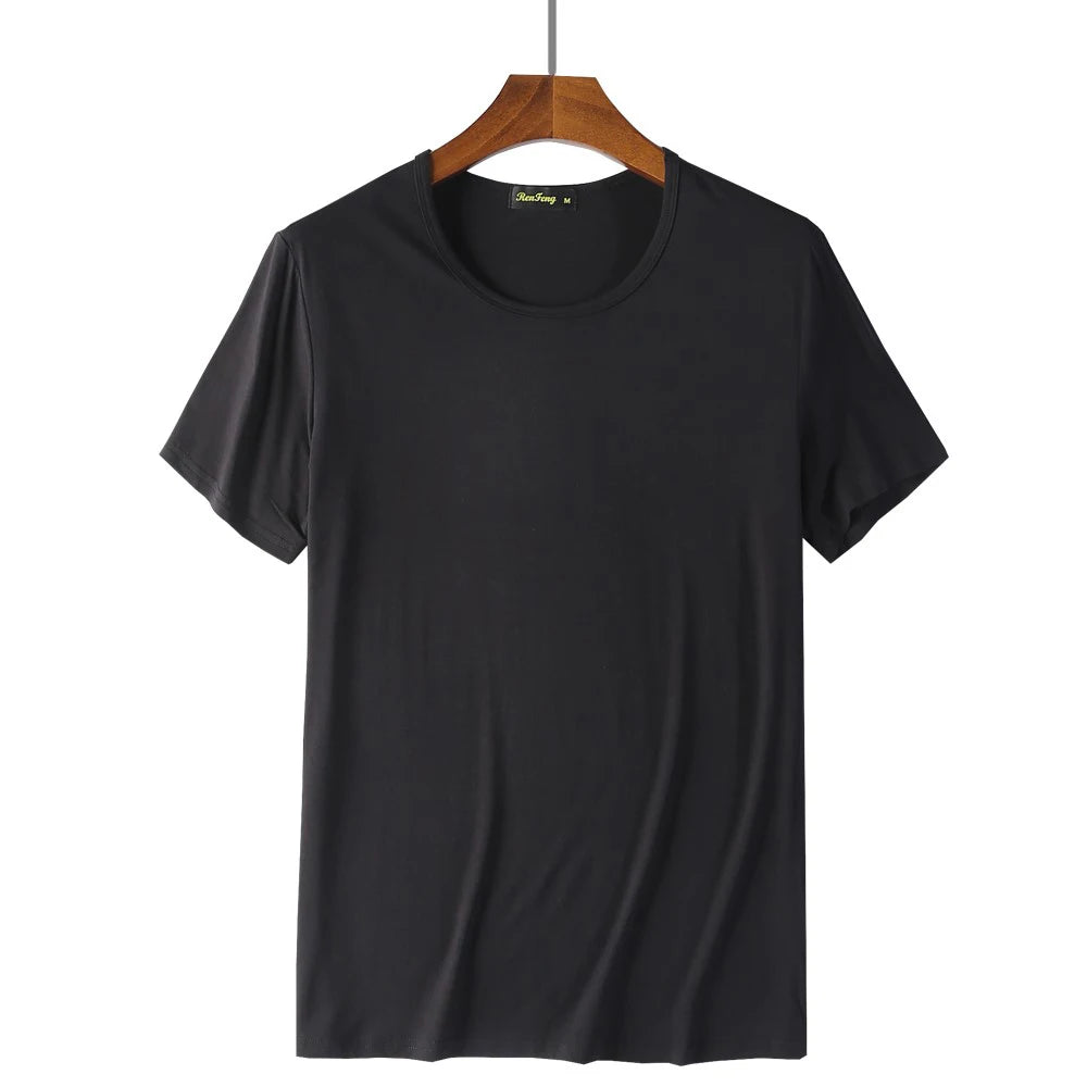 2 PCS Bamboo Fiber Viscose T Shirt For Men Short Sleeve Summer Breathable Tops Tees Plus Size Slim Fit Men's Clothing Running XL