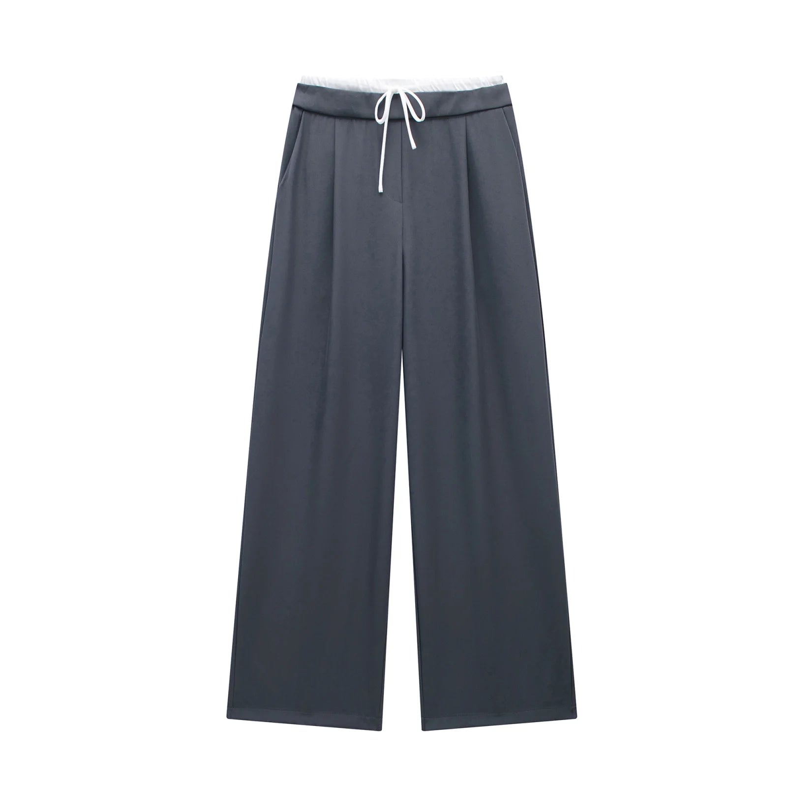 Willshela Women Fashion Solid Lace Up Side Zipper Straight Pants Vintage High Elastic Waist Female Chic Lady Trousers