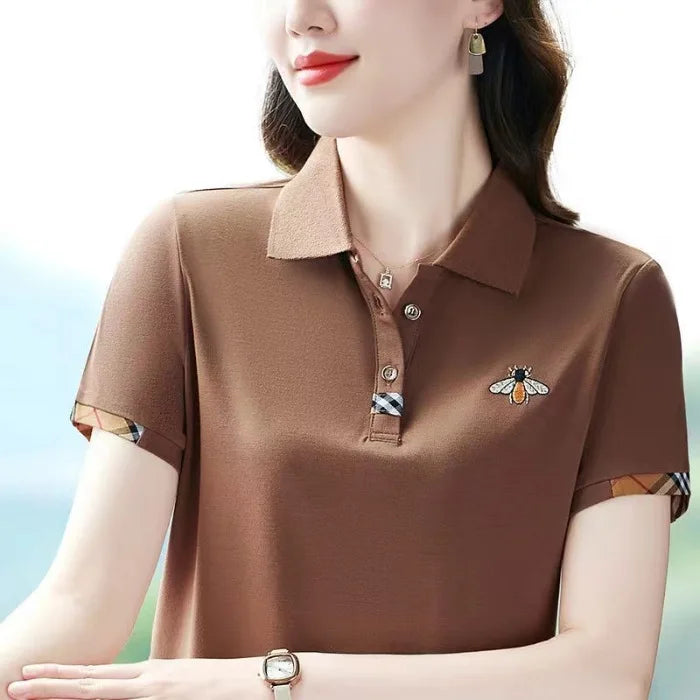 Polo Shirt Women's Summer Designer Lapel Short Sleeve T-shirt 2025 New Fashion Embroidered Thin T-shirt Golf Shirt Women