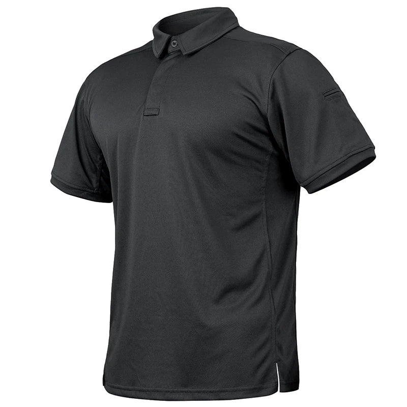 Men's Short Sleeve Tactical Shirt Casual Performance Lightweight Polo Shirt Summer Outdoor Fishing Hiking Golf Shirt USA Size