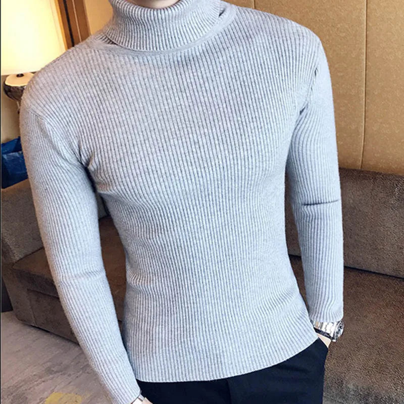 Brand Men Turtleneck Sweaters and Pullovers 2025 New Fashion Knitted Sweater Winter Men Pullover Homme Wool Casual Solid Clothes
