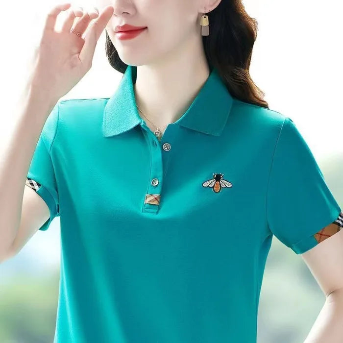 Polo Shirt Women's Summer Designer Lapel Short Sleeve T-shirt 2025 New Fashion Embroidered Thin T-shirt Golf Shirt Women