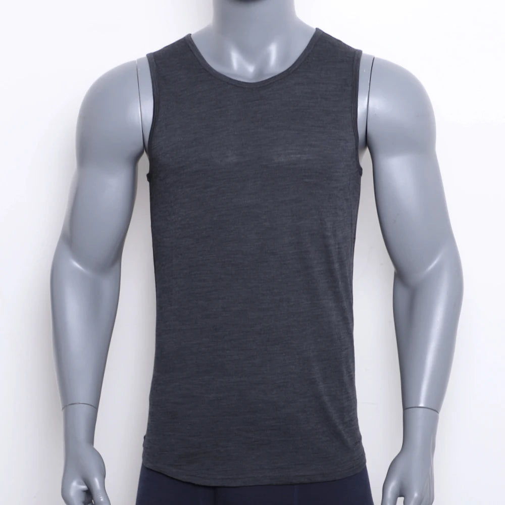 100% Merino Wool Tank Top Men Ultralight Merino Wool Base Layer Tank Tops Men Sleeveless Shirt Wicking Breathable Anti-Odor