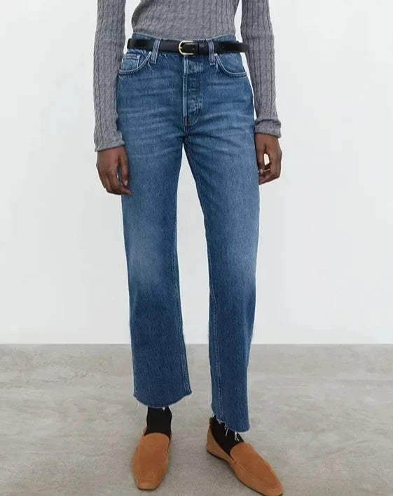 long Women Pants 2023 New Loose Twisted Nine Point Straight Jeans Women