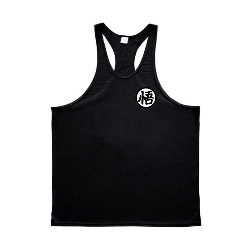 Profession Bodybuilding Stringer Tank Tops Mens Japanese Anime Logo Wu Font Printing Y Back Fitness Gym Clothing Muscle Singlets
