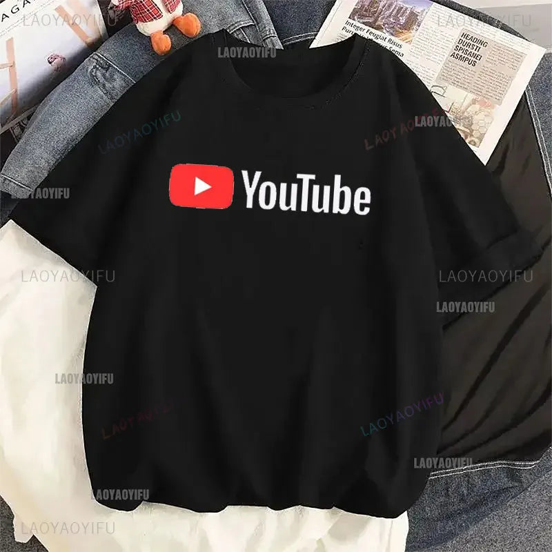 2024 YouTube Logo Print Lady T Shirts Brand Modal Tops Casual Custom Male Short-sleeved T-shirts Harajuku  Vintage T Shirt
