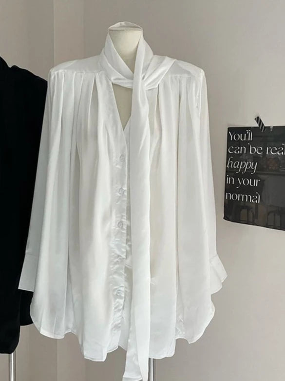 French Elegant Vintage Shirts Office Lady Button Spring Clothing Long Sleeve Loose Casual Korean Fashion Blouse Tees Y2k Tshirts