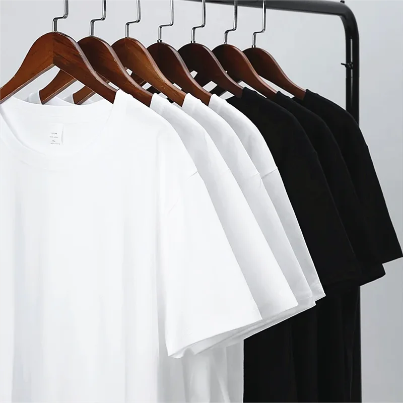 MRMT 2025 Brand New Man's 220g Pure Cotton T Shirt Men Man Solid Color Short Sleeved Combed Cotton Round Neck Thickening
