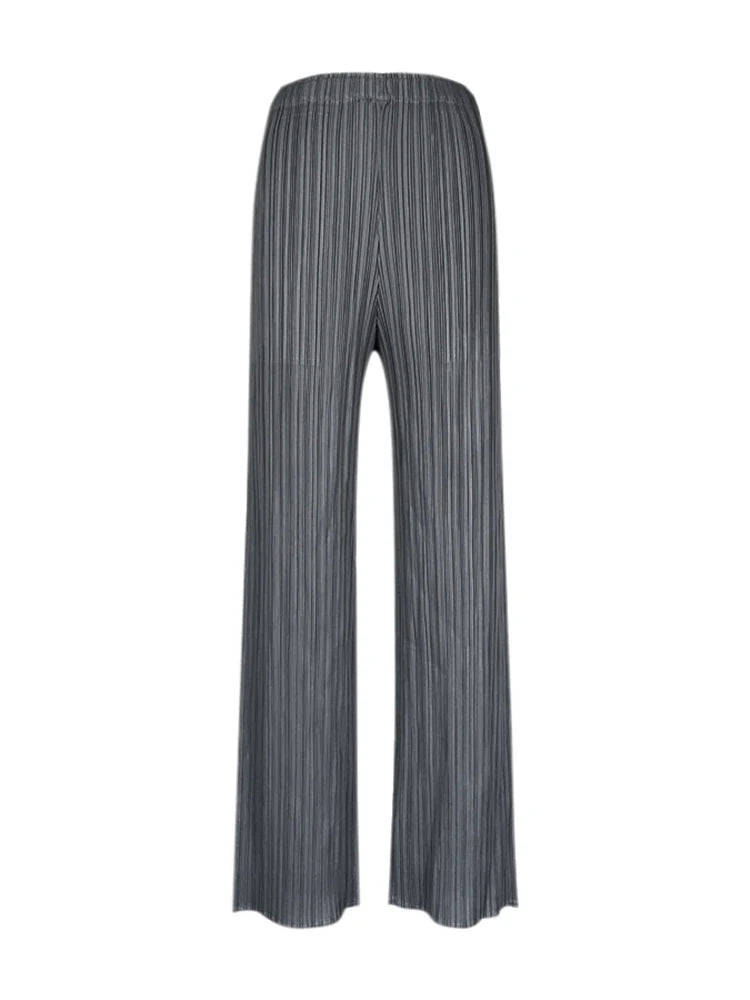 Spring Summer Autumn Women's Casual Elegant Miyake Designer Classical Loose Straight Pleated Pants High Waist Trousers In Stock