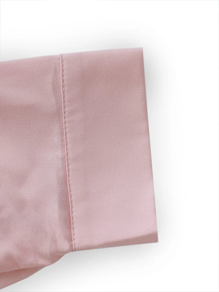 2025 Spring and summer new Women's solid colour basic shirt Single row of buttons High collar Pink Office Home Cardigan Polyest