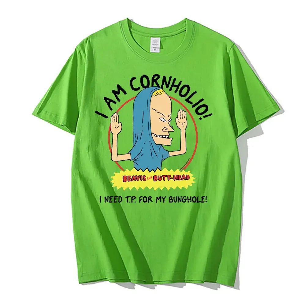 I Am Cornholio T-shirt Beavis Scary Art Gift Men Tee Short Sleeve Beavis and Butt Head T Shirt I Need T P for My Bunghole Tshirt