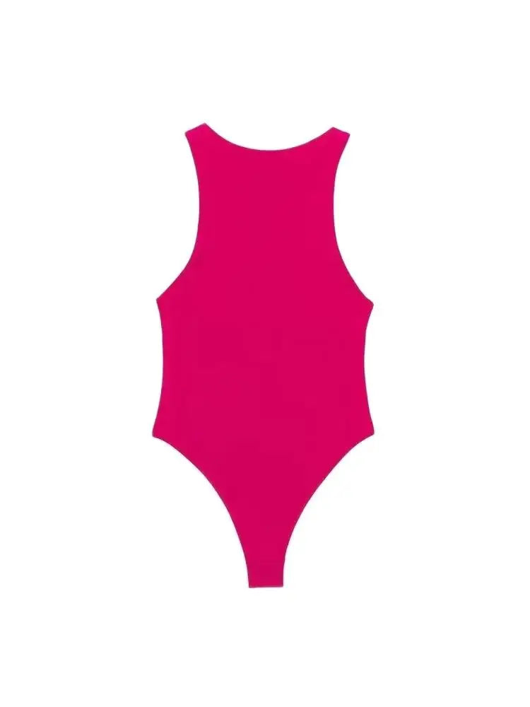 TRZA Women Fashion With Halter Neck Skinny Bodysuit Sexy Sleeveless Snap-button Female Playsuits Mujer