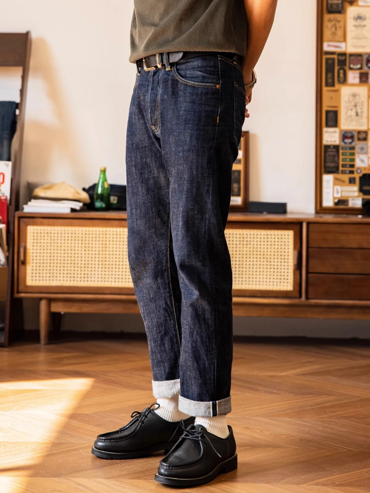 Red Tornado 710 Slim Straight Jeans Button Fly Heritage Style Selvedge Denim Pants