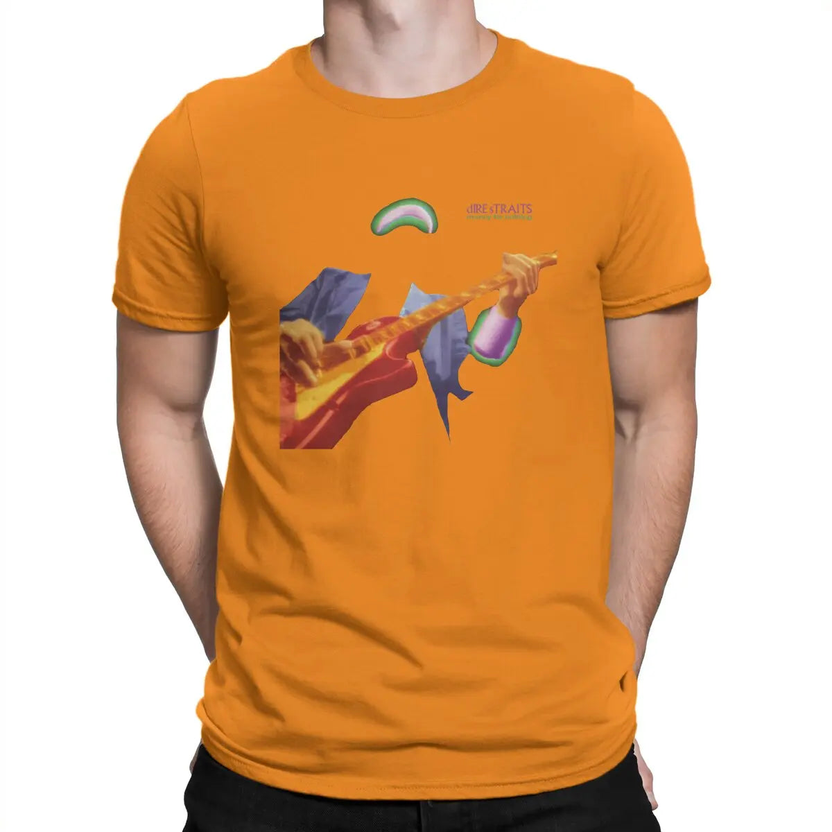 Funny Money For Nothing Music T-Shirts Men O Neck 100% Cotton T Shirts Dire Straits Band Short Sleeve Tees 6XL Clothes