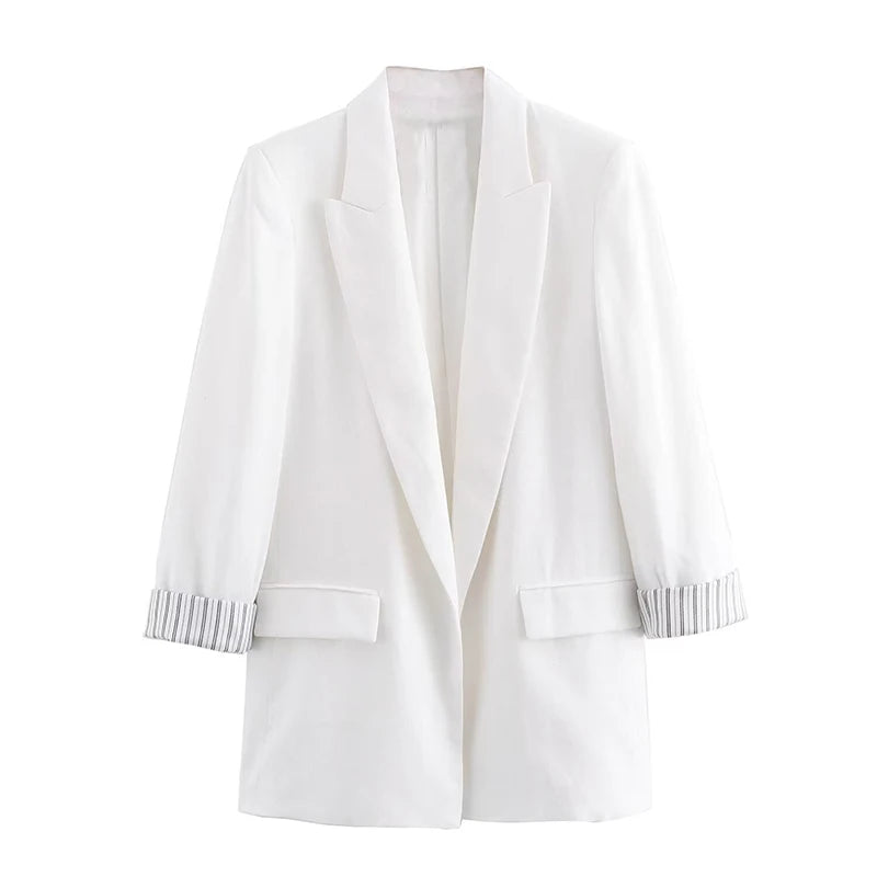 Willshela Women Fashion With Pockets Solid Blazer Vintage Notched Neck Long Sleeves Female Chic Lady Outfits