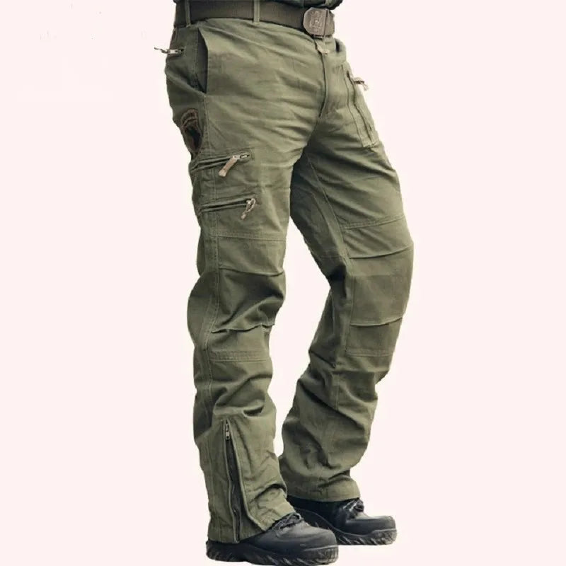 2024 Men's Cargo Pant Cotton Outdoors Tactical Pant Men Vintage Camo Green Work Many Pocket Cotton Camouflage Black Trouser