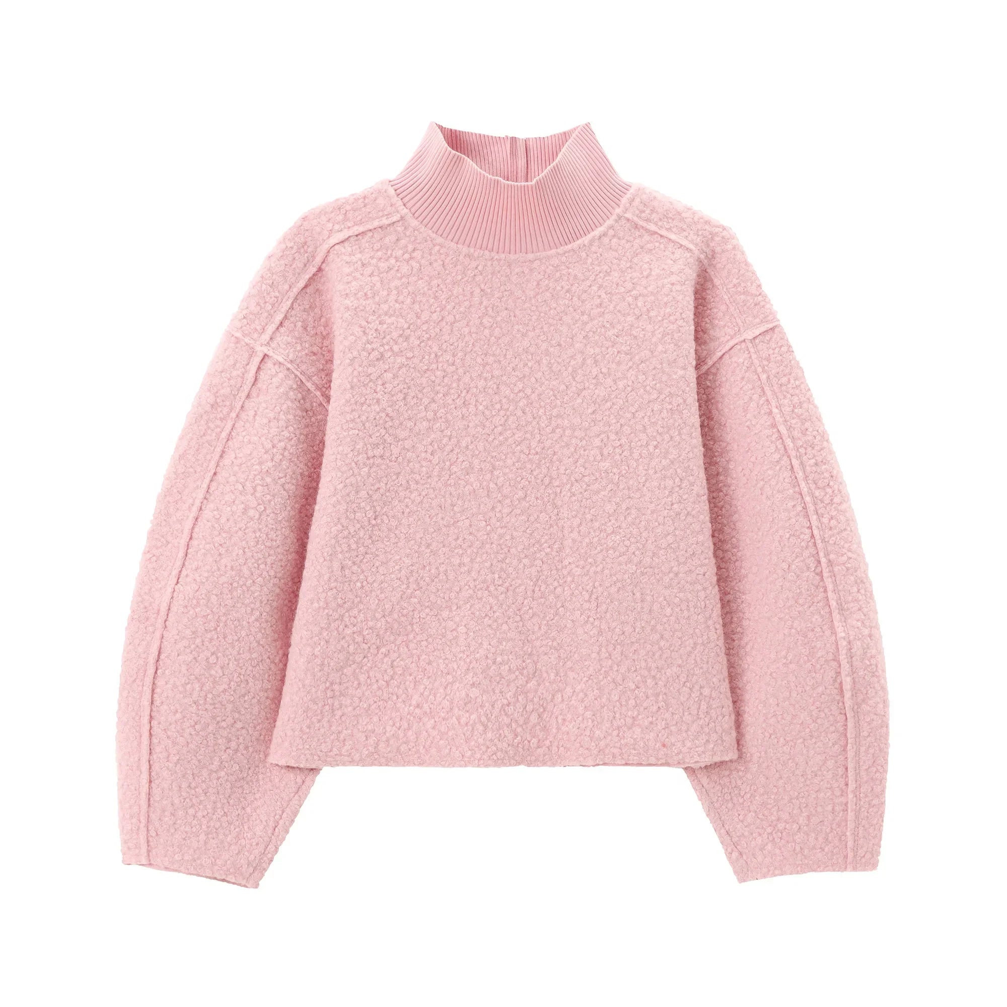 TRAF Women Fashion Autumn Winter 2024 New Loose Solid Color Long Sleeved Stand Collar Pullover Top Chic Female Sweatshirt