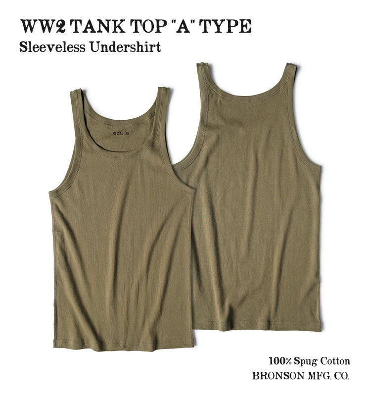 Bronson Old Fashion Thin Strap Tank Top Ribbed Cotton Sleeveless Undershirt Men
