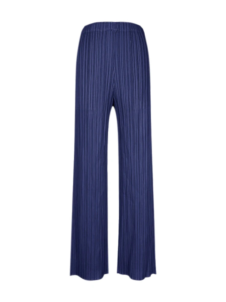 Spring Summer Autumn Women's Casual Elegant Miyake Designer Classical Loose Straight Pleated Pants High Waist Trousers In Stock