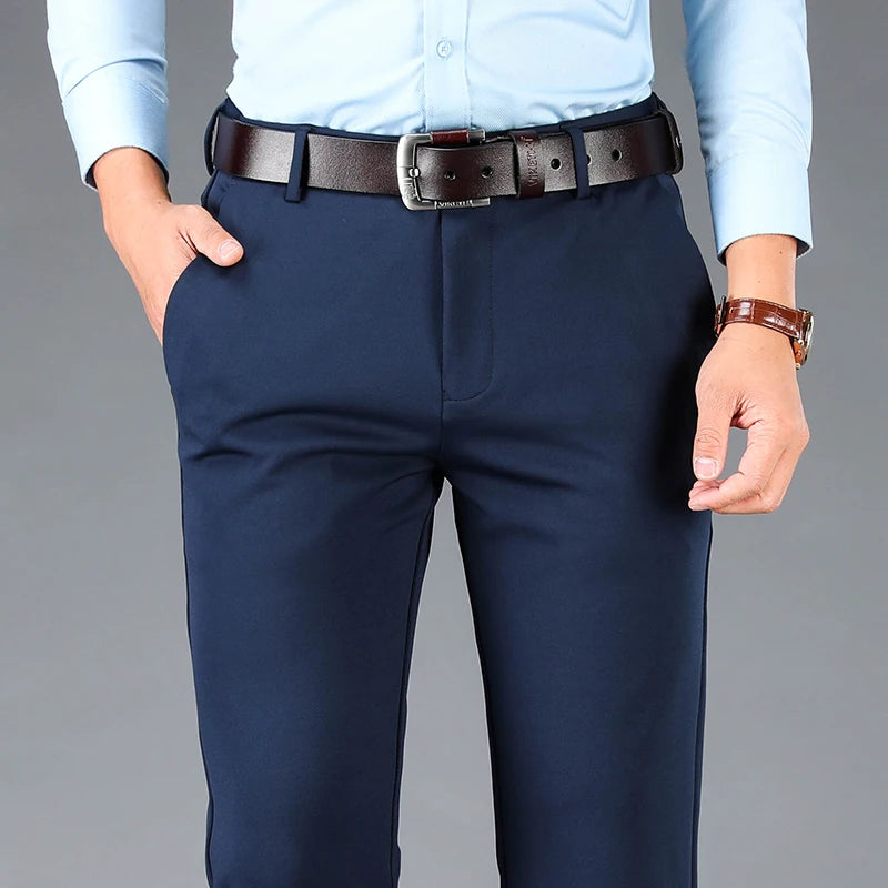 Spring Autumn Men's Casual Business Suit Pants Sports Stretch Suit Pants  Male Trousers Big Size Loose Straight Dress Pants
