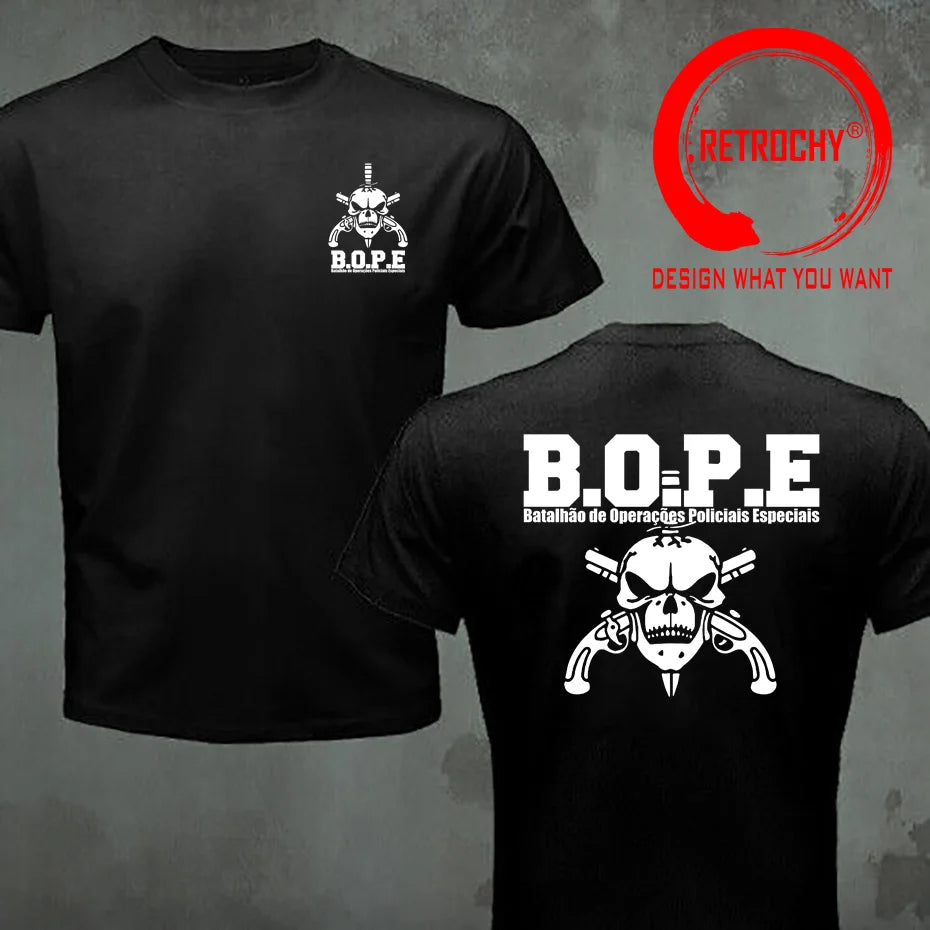 Brazil BOPE Elite Special Force T Shirt Black Beige White Cotton O-Neck Summer Short Sleeve Casual Mens T-shirt Plus Size S-6XL