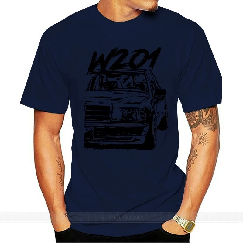 Anime W201 190e Casual New Arrival Tee Shirt Man Fashion Crewneck T-Shirt Fashionable  Cotton