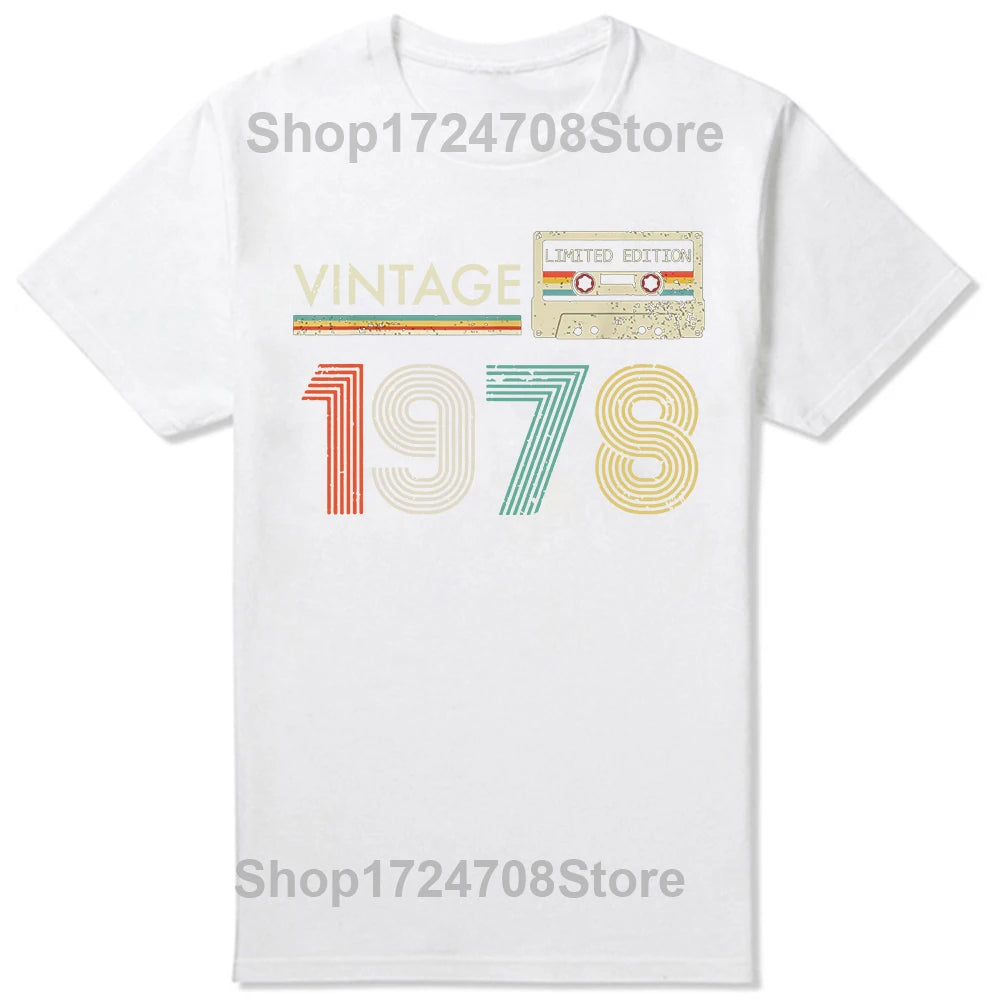 Classic 1978 Vintage Birthday Cassette Est 1978 Edition T Shirts Summer Graphic Cotton Streetwear Short Sleeve Gifts T-shirt
