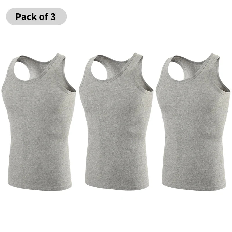 3/5 Pcs European plus-size men's cotton Joker vest loose plus-size youth fitness sleeveless round neck middle-aged hypertrophy T