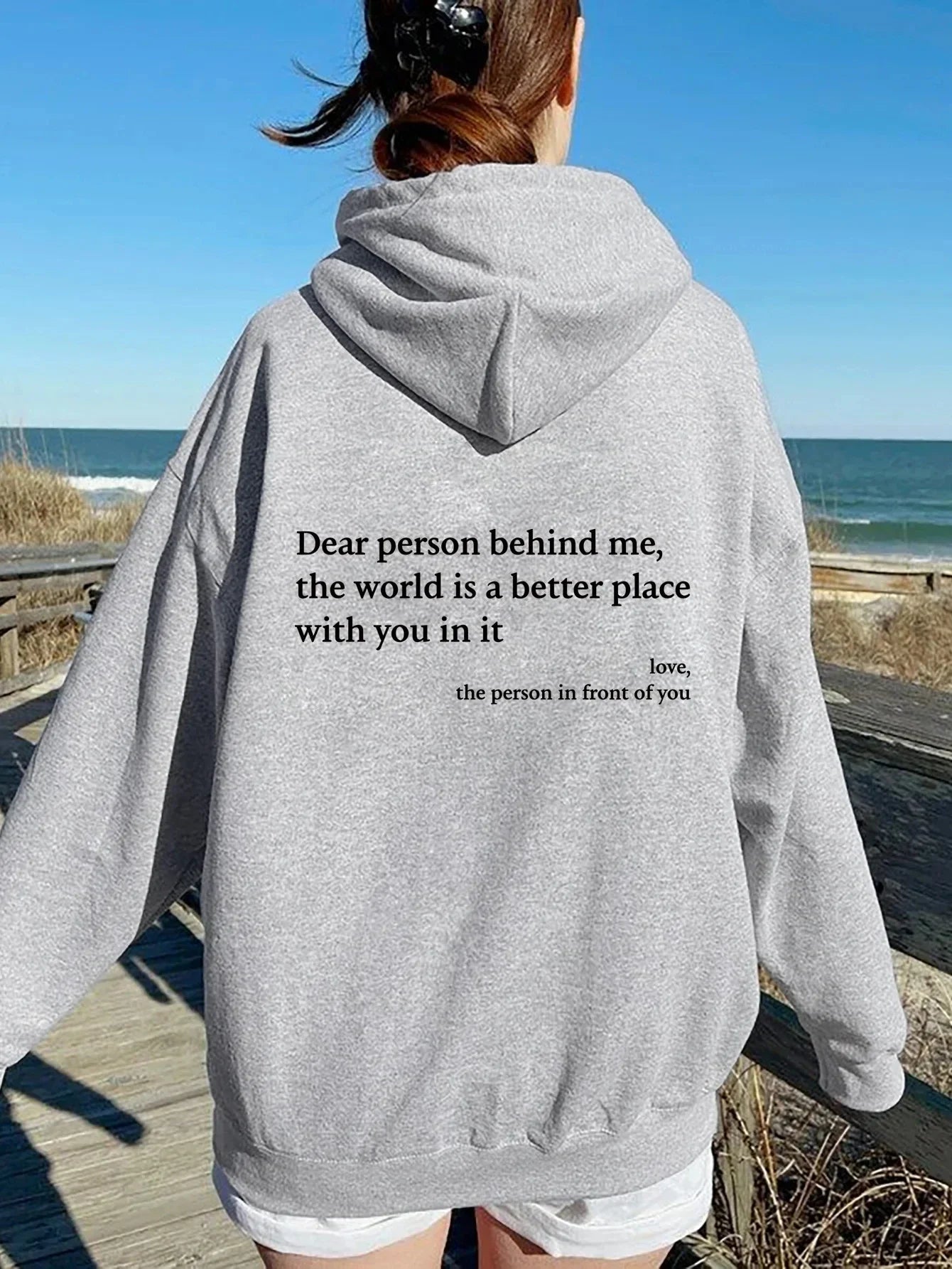 Autumn Pullover Hooded Women Young Lady Printed Letter Dear Person Behind Me Hoodie Oversize Aesthetic Hoody Sweatshirt Tops