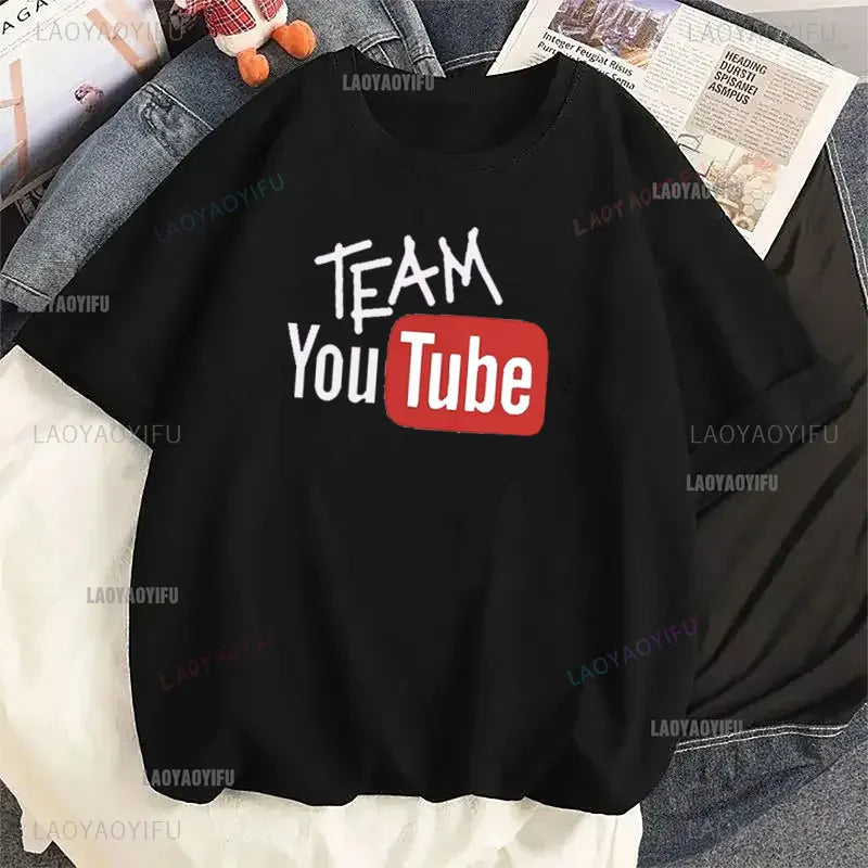 2024 YouTube Logo Print Lady T Shirts Brand Modal Tops Casual Custom Male Short-sleeved T-shirts Harajuku  Vintage T Shirt