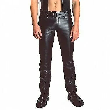 2023 Solid Color Men's PU Leather Pants Casual Punk Style Fashion Streetwear Mens Trousers Large Size 5XL Ropa Hombre